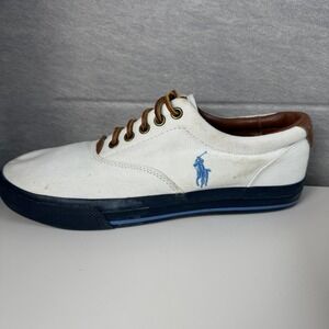 Polo Ralph Lauren Vaughn Sneakers 9D White Canvas Preppy Style